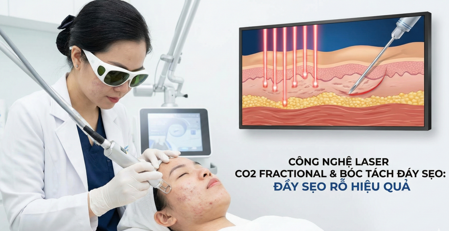 Công nghệ Laser CO2 Fractional kết hợp bóc tách đáy sẹo giúp đầy sẹo rỗ hiệu quả